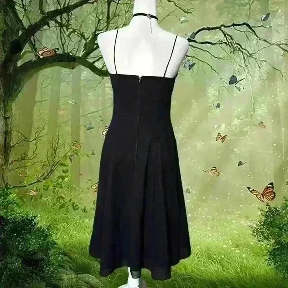 Y2k 90s Black Minimalistic MIDI Dress Size 6 - Picture 5 of 8